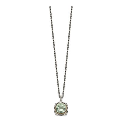 Sterling Silver & 14K Gold Prasiolite Pendant Necklace – view 3