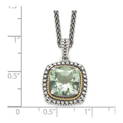 Sterling Silver & 14K Gold Prasiolite Pendant Necklace – view 4