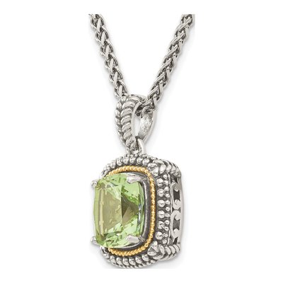 Sterling Silver & 14K Gold Prasiolite Pendant Necklace – view 6