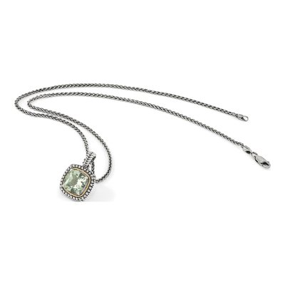Sterling Silver & 14K Gold Prasiolite Pendant Necklace – view 7
