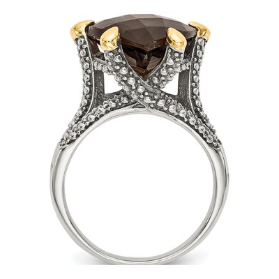 Sterling Silver & 14K Gold Smoky Quartz Ring – view 3
