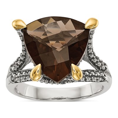 Sterling Silver & 14K Gold Smoky Quartz Ring