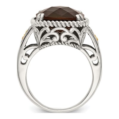 Sterling Silver & 14K Gold Smoky Quartz Ring – view 3