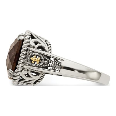 Sterling Silver & 14K Gold Smoky Quartz Ring – view 4