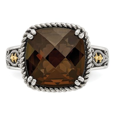 Sterling Silver & 14K Gold Smoky Quartz Ring – view 6