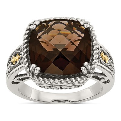 Sterling Silver & 14K Gold Smoky Quartz Ring