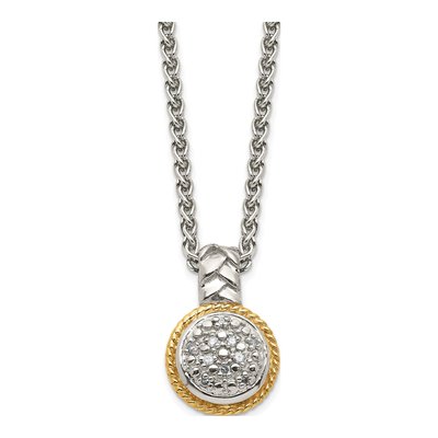 Sterling Silver & 14K Gold 1/20 ct tw Diamond Pendant Necklace