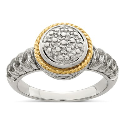 Sterling Silver & 14K Gold 1/20 ct tw Diamond Ring