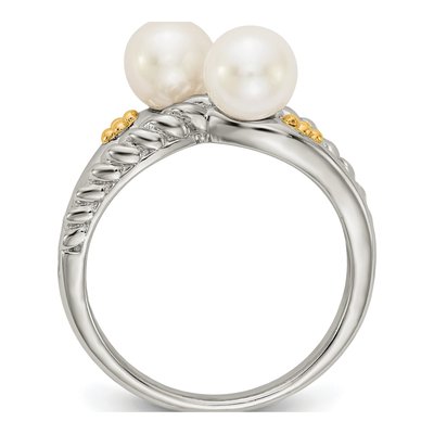 Sterling Silver & 14K Gold Freshwater Cultured Pearl Ring – view 2