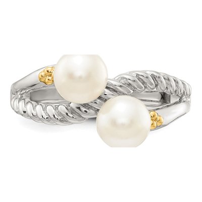Sterling Silver & 14K Gold Freshwater Cultured Pearl Ring – view 4