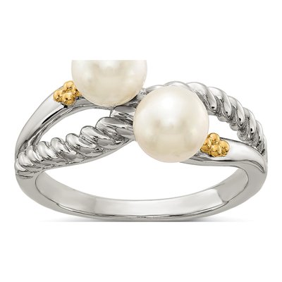 Sterling Silver & 14K Gold Freshwater Cultured Pearl Ring