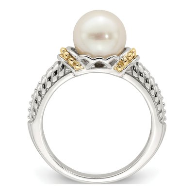 Sterling Silver & 14K Gold Freshwater Cultured Pearl Ring – view 2