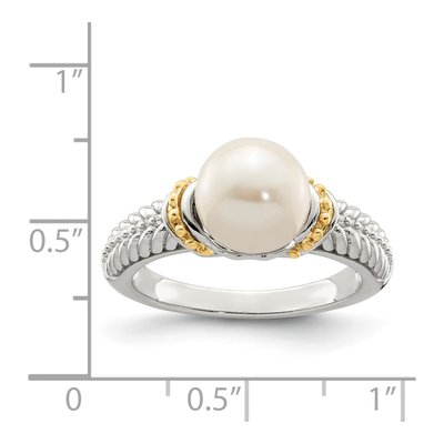 Sterling Silver & 14K Gold Freshwater Cultured Pearl Ring – view 3