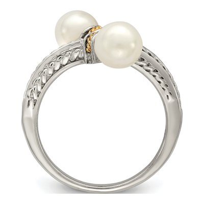 Sterling Silver & 14K Gold Freshwater Cultured Pearl Ring – view 2