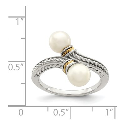 Sterling Silver & 14K Gold Freshwater Cultured Pearl Ring – view 3