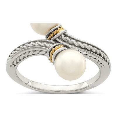Sterling Silver & 14K Gold Freshwater Cultured Pearl Ring