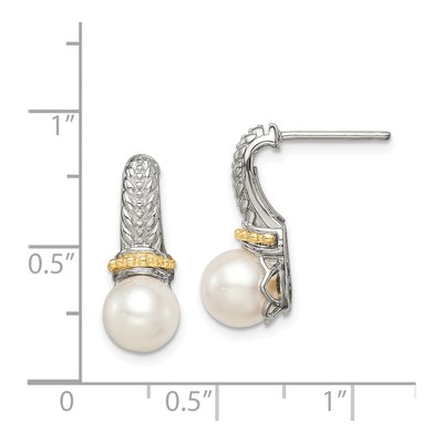 Sterling Silver & 14K Gold Freshwater Cultured Pearl Dangle Earrings – view 4