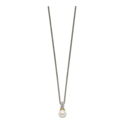 Sterling Silver & 14K Gold Freshwater Cultured Pearl Pendant Necklace – view 3