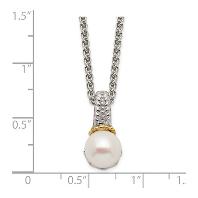 Sterling Silver & 14K Gold Freshwater Cultured Pearl Pendant Necklace – view 4