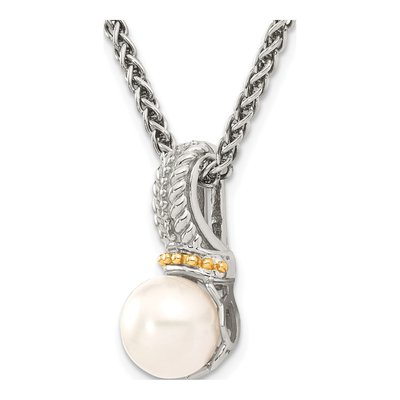 Sterling Silver & 14K Gold Freshwater Cultured Pearl Pendant Necklace – view 6