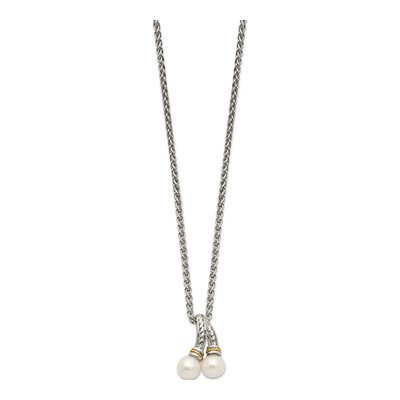 Sterling Silver & 14K Gold Freshwater Cultured Pearl Pendant Necklace – view 3