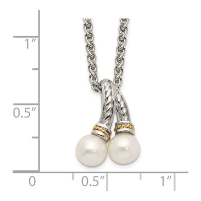 Sterling Silver & 14K Gold Freshwater Cultured Pearl Pendant Necklace – view 4