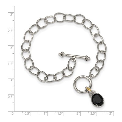 Sterling Silver & 14K Gold Onyx Toggle Bracelet – view 2