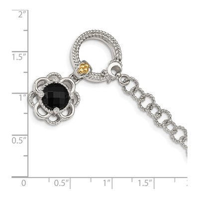 Sterling Silver & 14K Gold Onyx & Diamond Toggle Bracelet – view 3