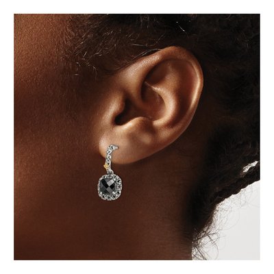 Sterling Silver & 14K Gold Onyx Dangle Earrings – view 4