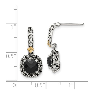 Sterling Silver & 14K Gold Onyx Dangle Earrings – view 5
