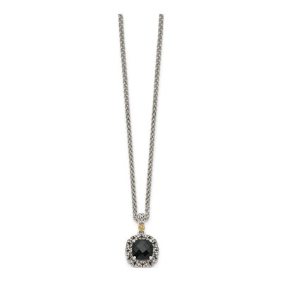 Sterling Silver & 14K Gold Onyx Necklace – view 3