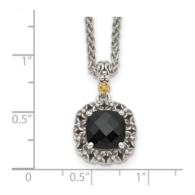 Sterling Silver & 14K Gold Onyx Necklace – view 4