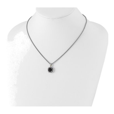 Sterling Silver & 14K Gold Onyx Necklace – view 5