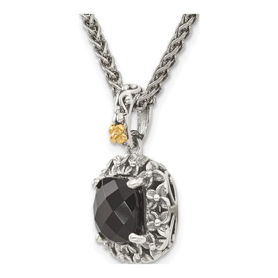 Sterling Silver & 14K Gold Onyx Necklace – view 6