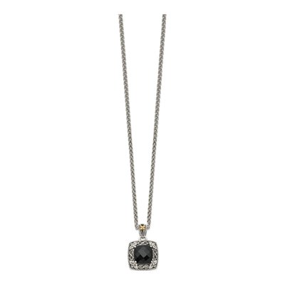 Sterling Silver & 14K Gold Onyx Checkerboard Necklace – view 3