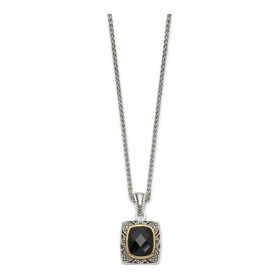 Sterling Silver & 14K Gold Onyx Necklace – view 3