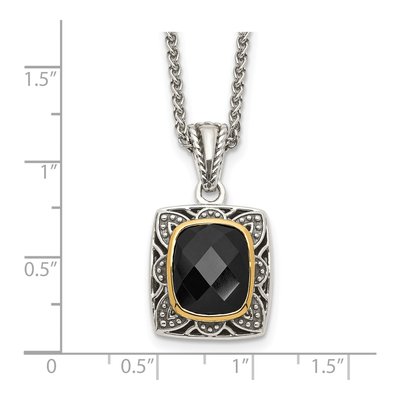 Sterling Silver & 14K Gold Onyx Necklace – view 4