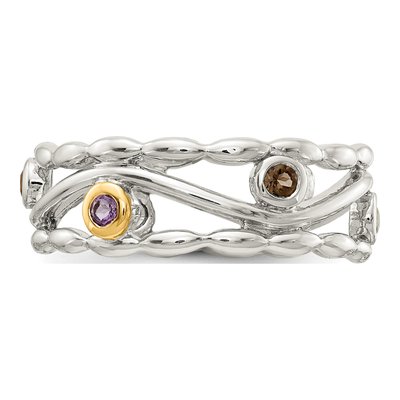 Sterling Silver & 14K Gold Multi-Gemstone Ring – view 5