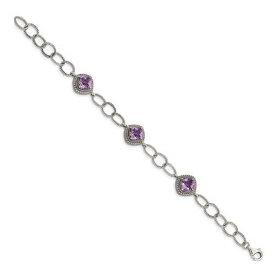 Sterling Silver & 14K Gold Amethyst Bracelet – view 2