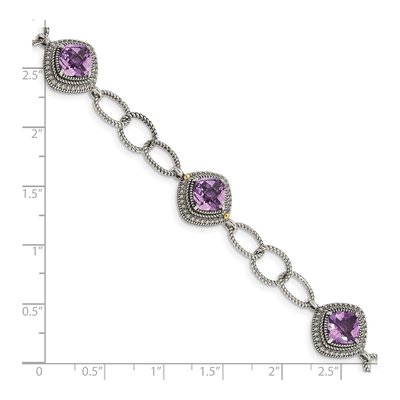 Sterling Silver & 14K Gold Amethyst Bracelet – view 3