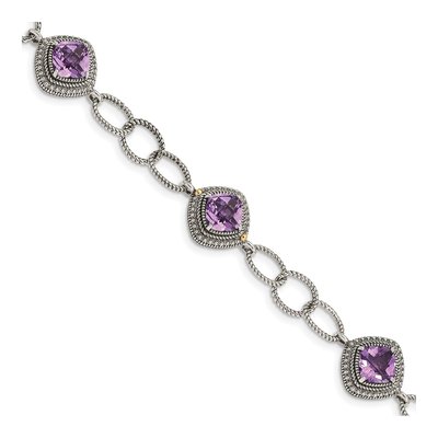 Sterling Silver & 14K Gold Amethyst Bracelet