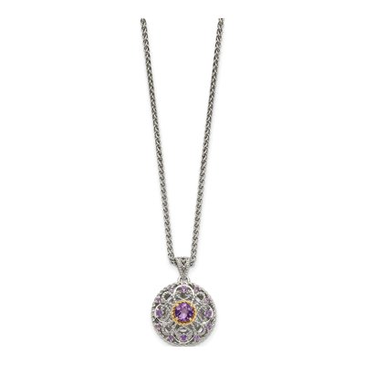Sterling Silver & 14K Gold Amethyst Pendant Necklace – view 3