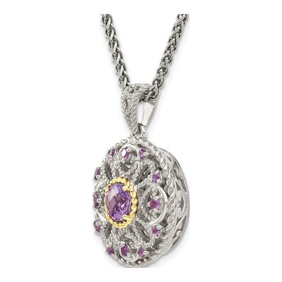 Sterling Silver & 14K Gold Amethyst Pendant Necklace – view 6