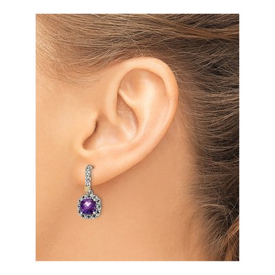 Sterling Silver & 14K Gold Amethyst Dangle Earrings – view 4