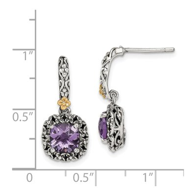 Sterling Silver & 14K Gold Amethyst Dangle Earrings – view 5