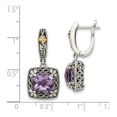 Sterling Silver & 14K Gold Amethyst Dangle Earrings – view 5