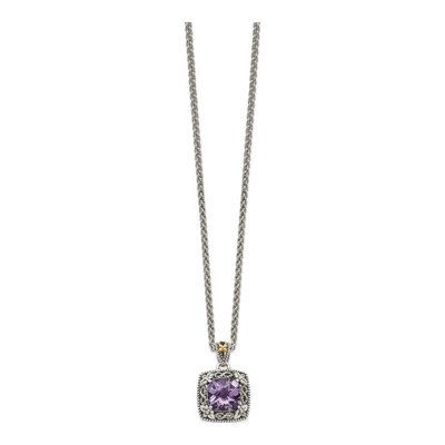 Sterling Silver & 14K Gold Amethyst Pendant Necklace – view 3