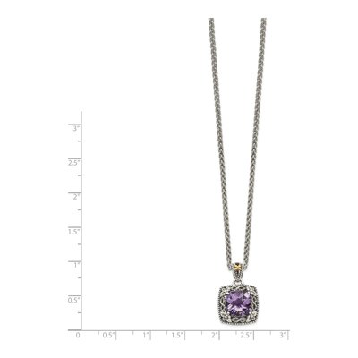 Sterling Silver & 14K Gold Amethyst Pendant Necklace – view 4