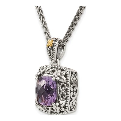 Sterling Silver & 14K Gold Amethyst Pendant Necklace – view 6