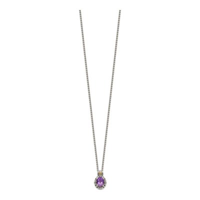 Sterling Silver & 14K Gold Amethyst Pendant Necklace – view 3